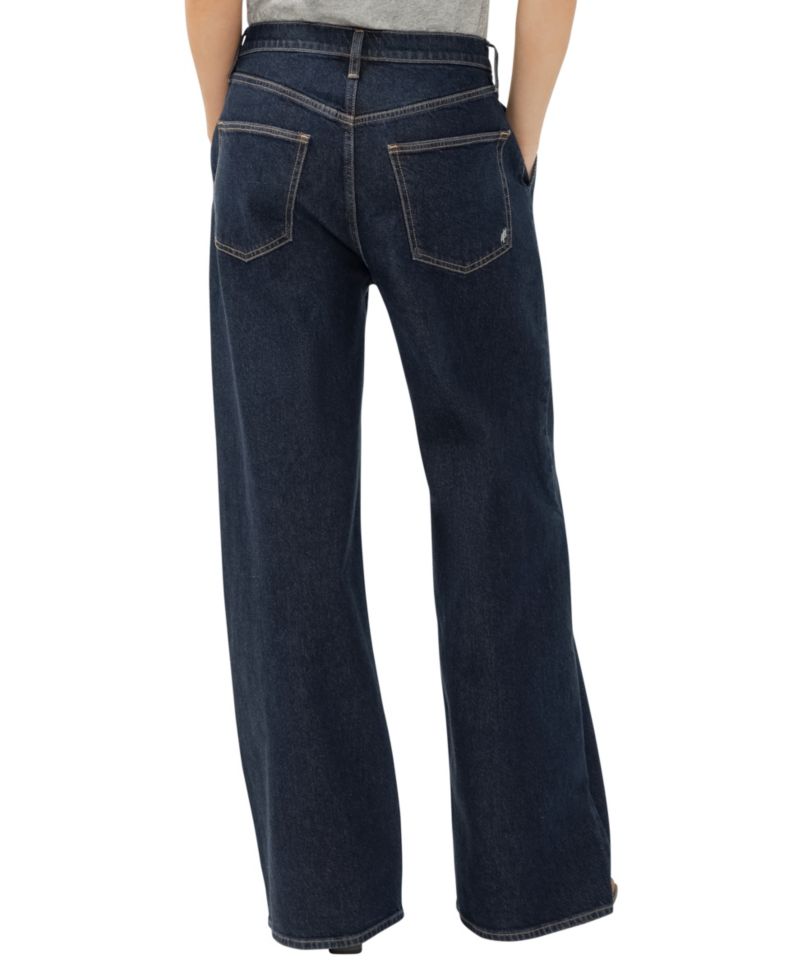 Women's High Rise Pleated Denim Trouser Leg Jeans