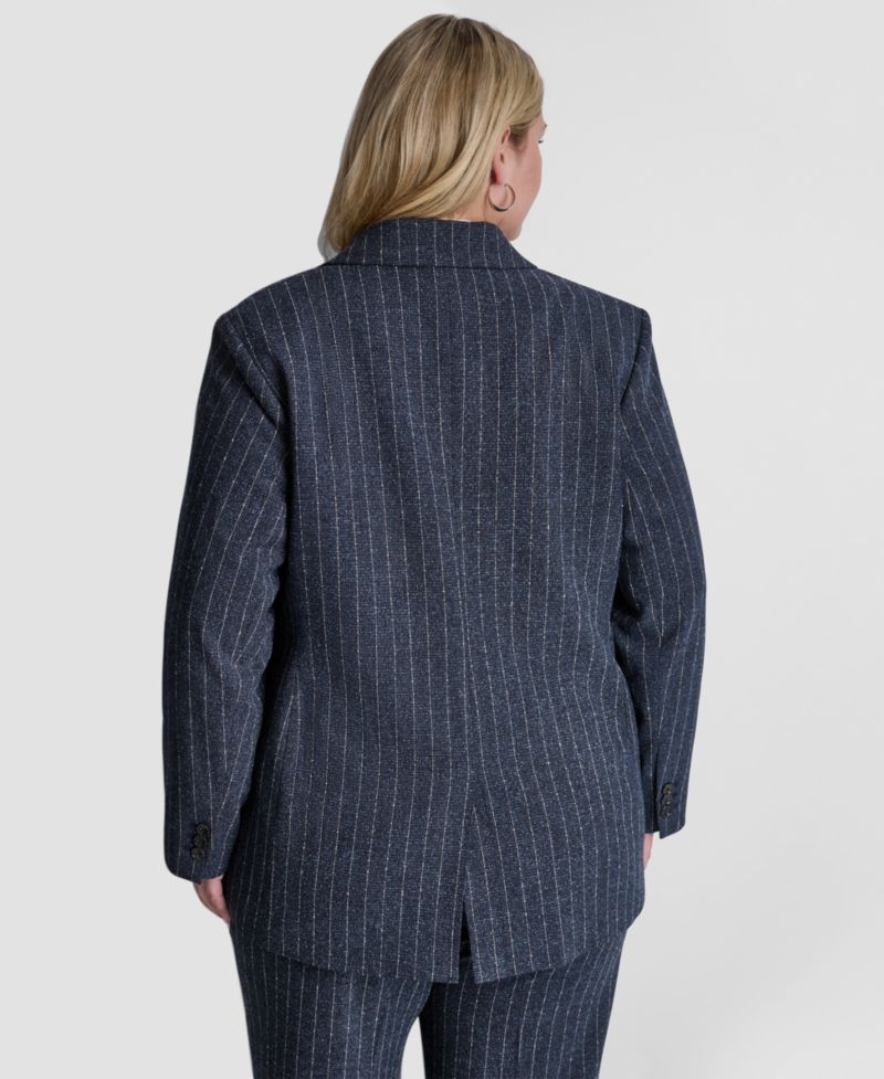 Plus Size Mid-Rise Pinstripe Pleated Trouser