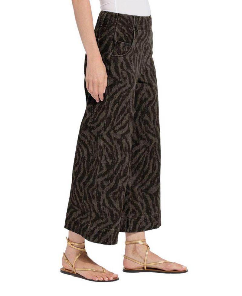 Women's Leo Palazzo High-Rise Wide-Leg Animal-Print Denim, 25" Inseam