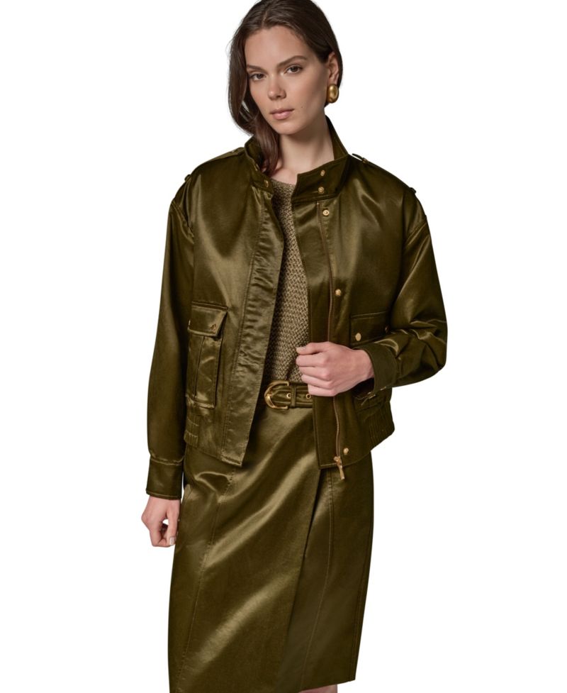 Women's Glazed Cotton Zip-Front Jacket