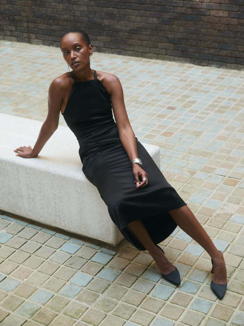 Women's Lucia Satin Halter-Neck Midi Dress