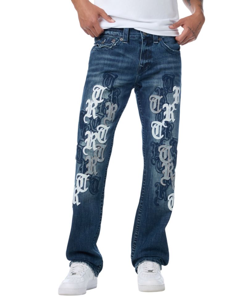 Men's Ricky Script Repeat Straight-Leg Jeans