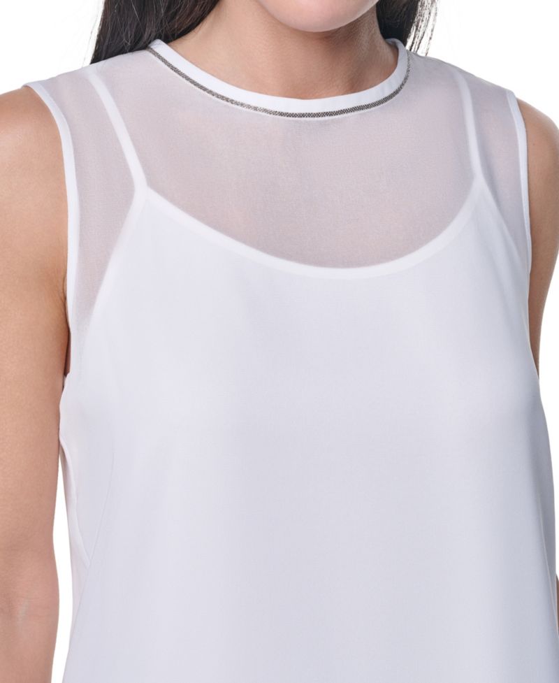 Women's Crewneck Sleeveless Blouse With Slip