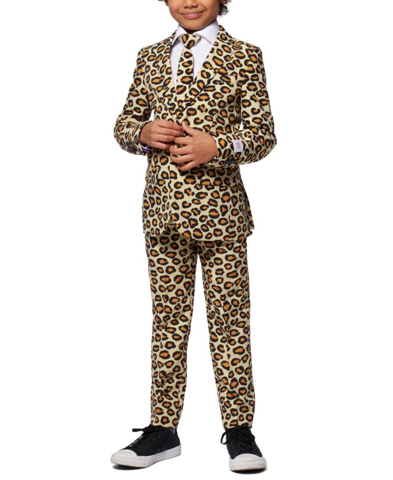 Toddler and Little Boys 3-Piece The Jag Animal Print Suit Set Including Blazer, Pants and Clip-On-Tie