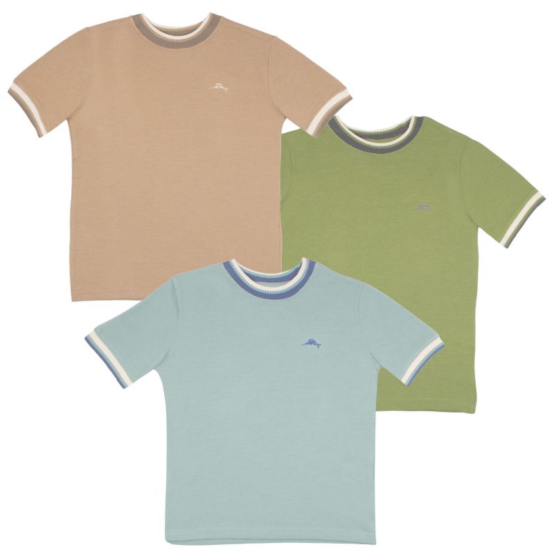 Boys 3 Piece Crewneck Ringer Stylish T-Shirt Set