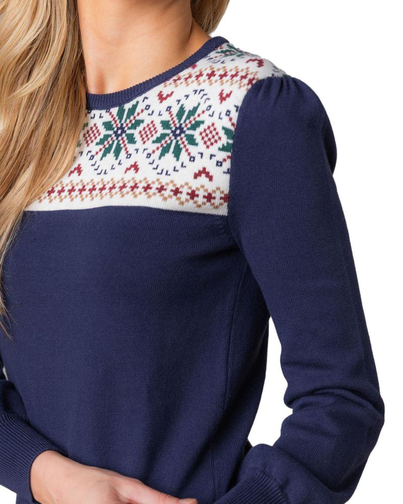 Women's Hope and Henry Organic Fair Isle Puff Sleeve Sweater