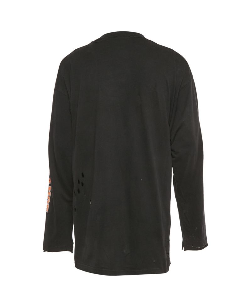 Men's Logo Print Distressed Cotton Oversized T-Shirt