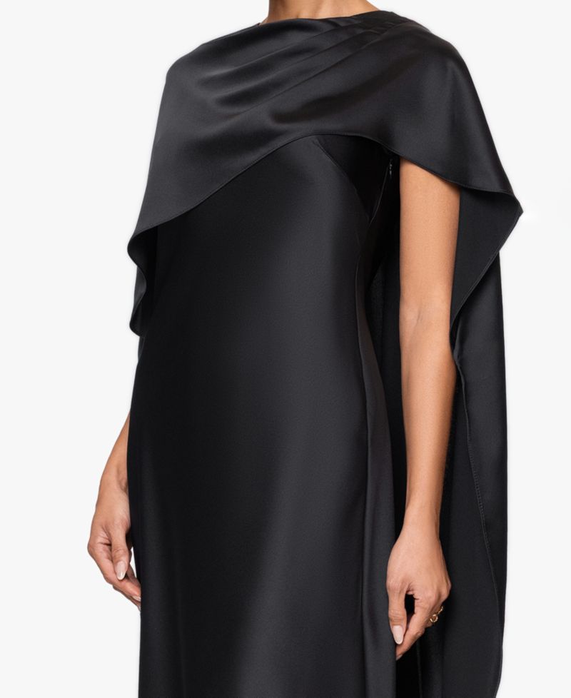 Women's Long Satin Boat Neck Dress