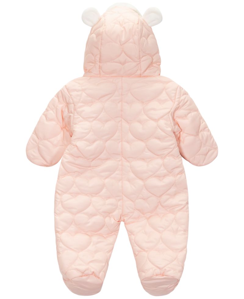 Baby Girls' Heart-Quilted Hooded One Piece