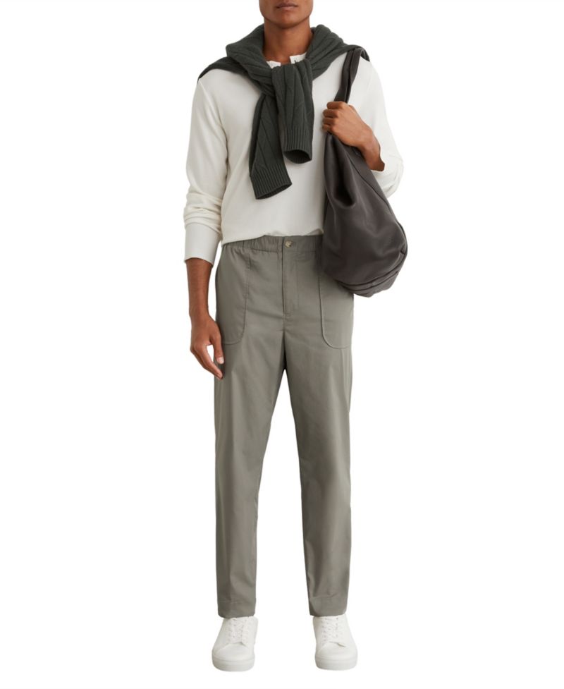Men's Snap Lightweight Stretch Cotton-Blend Tapered Pants