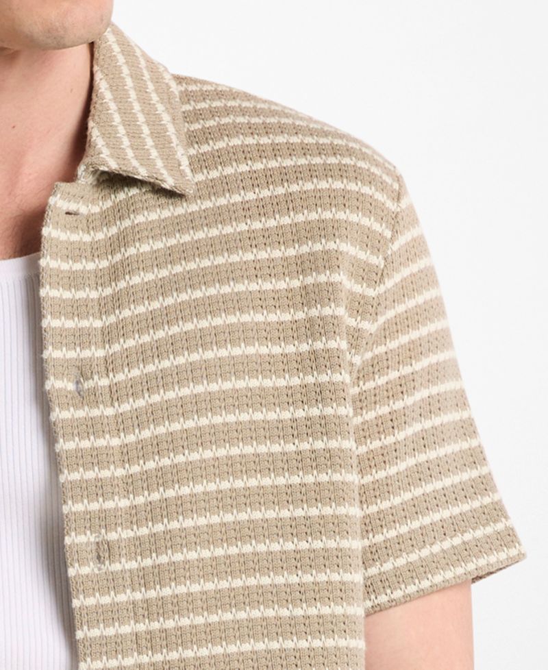 Men's Pointelle Stripe Short-Sleeve Shirt