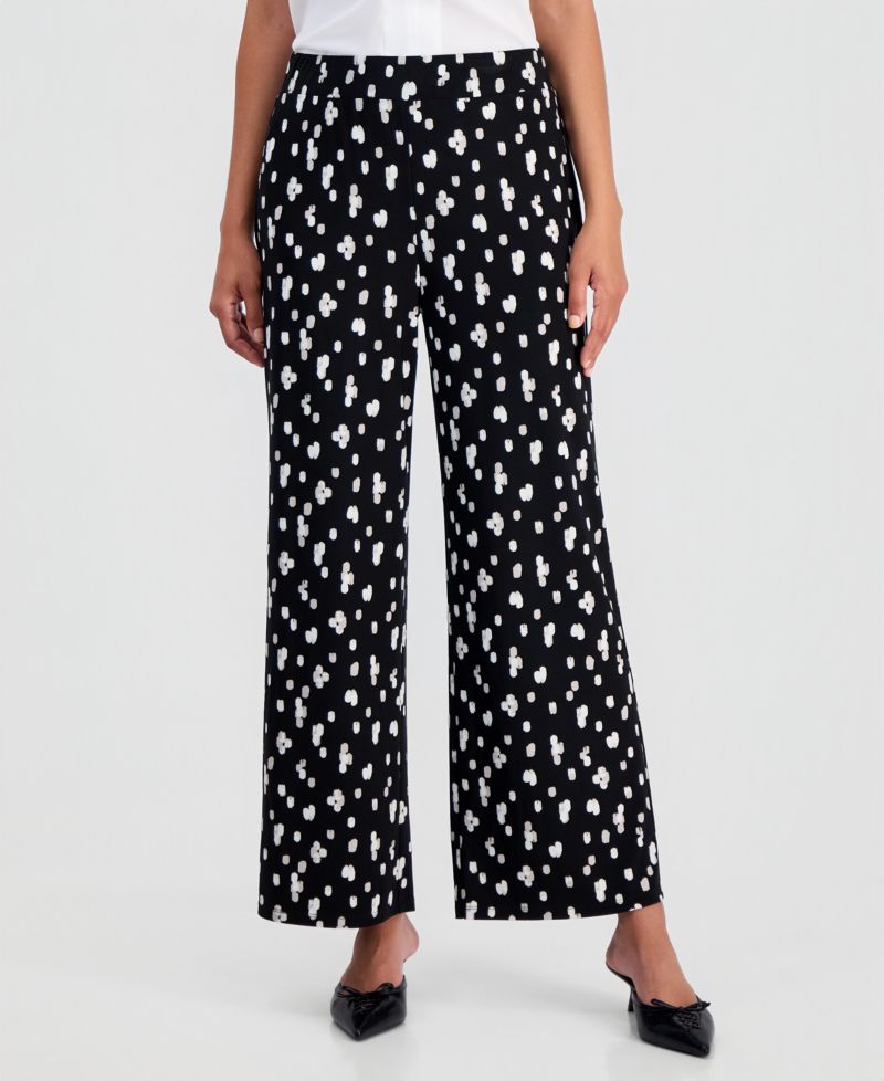 Women's Pull-On Printed Wide-Leg Soft Pants, Regular & Petite