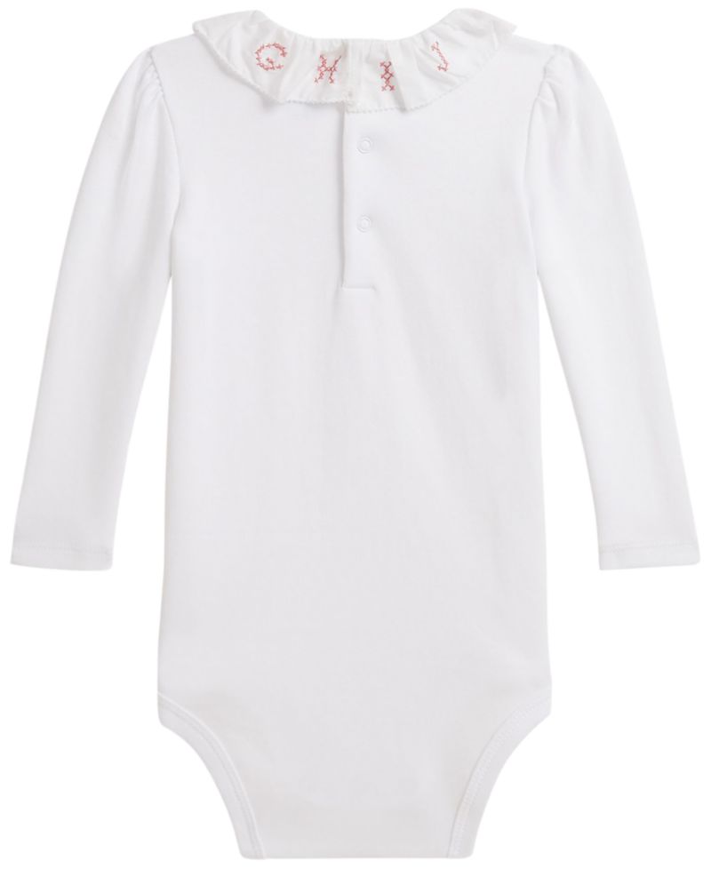 Baby Girls' Ruffle-Collar Cotton Interlock Bodysuit
