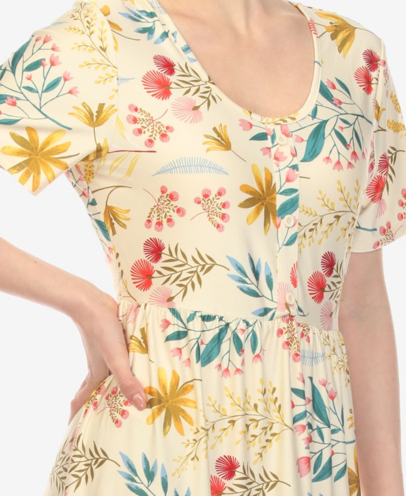 Women's Floral Short Sleeve Knee Length Dress