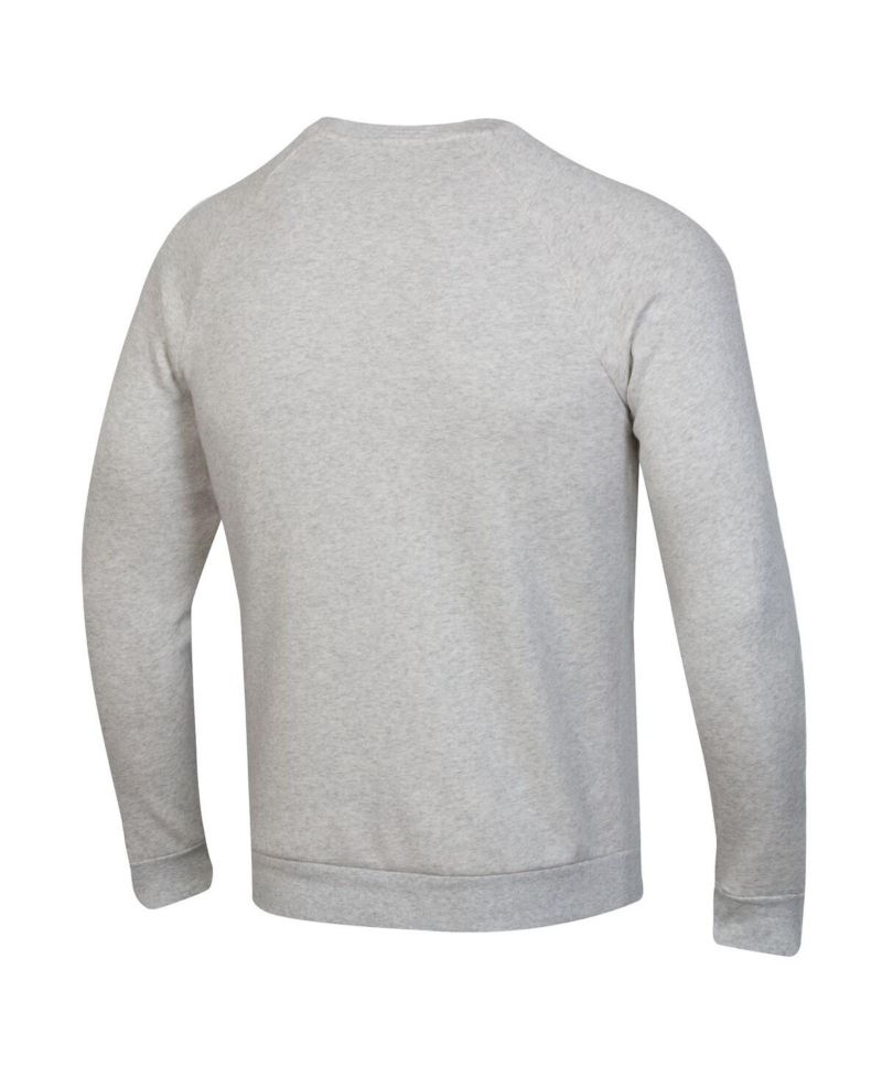 Men's Gray Notre Dame Fighting Irish Leprechaun Rival Raglan Fleece Crew Neck Sweatshirt