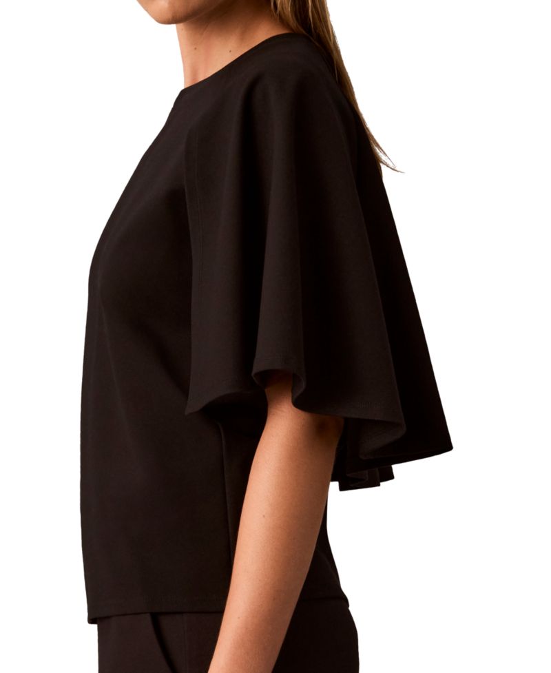 Women's Crewneck Short-Sleeve Cape-Sleeve Blouse