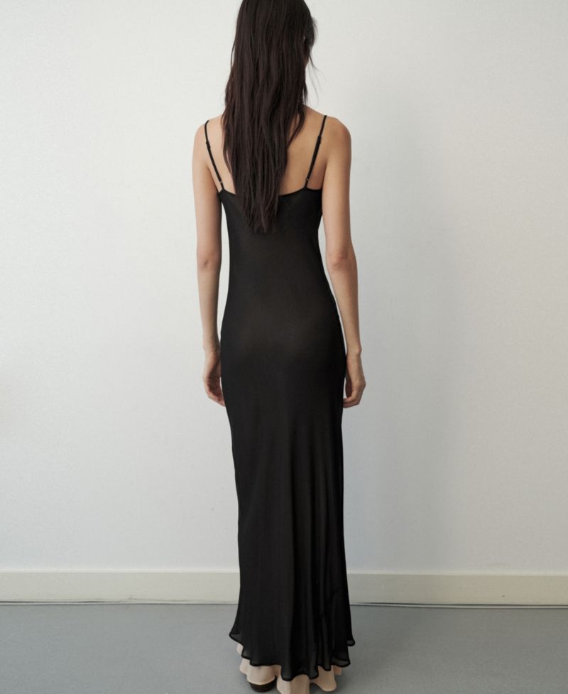 Women's Selection Square Neck Lace Detail Chiffon Slip Dress