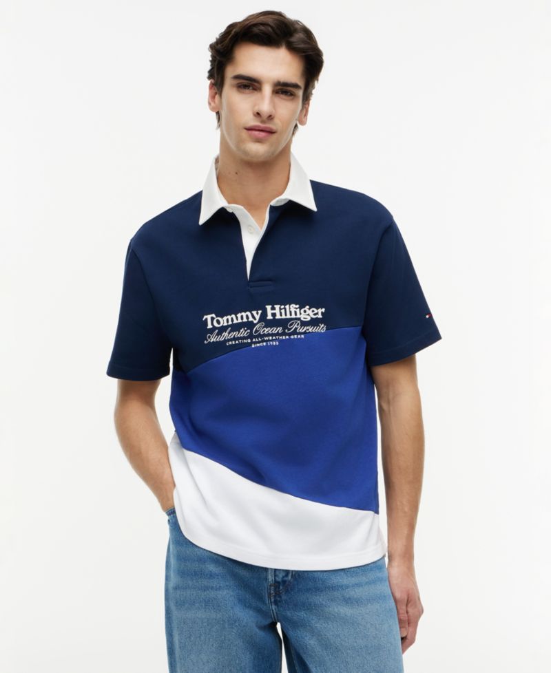 Men's Graphic Color-Block Polo Shirt