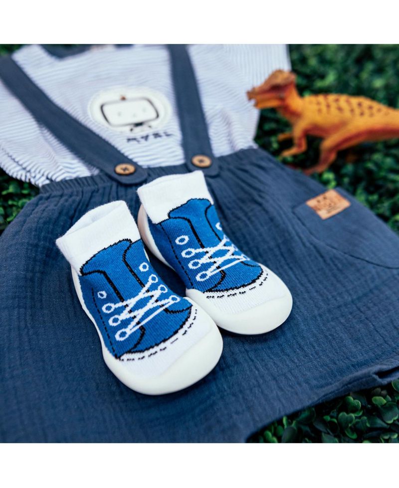 Infant Girl Boy First Walk Sock Shoes Sneakers - Blue