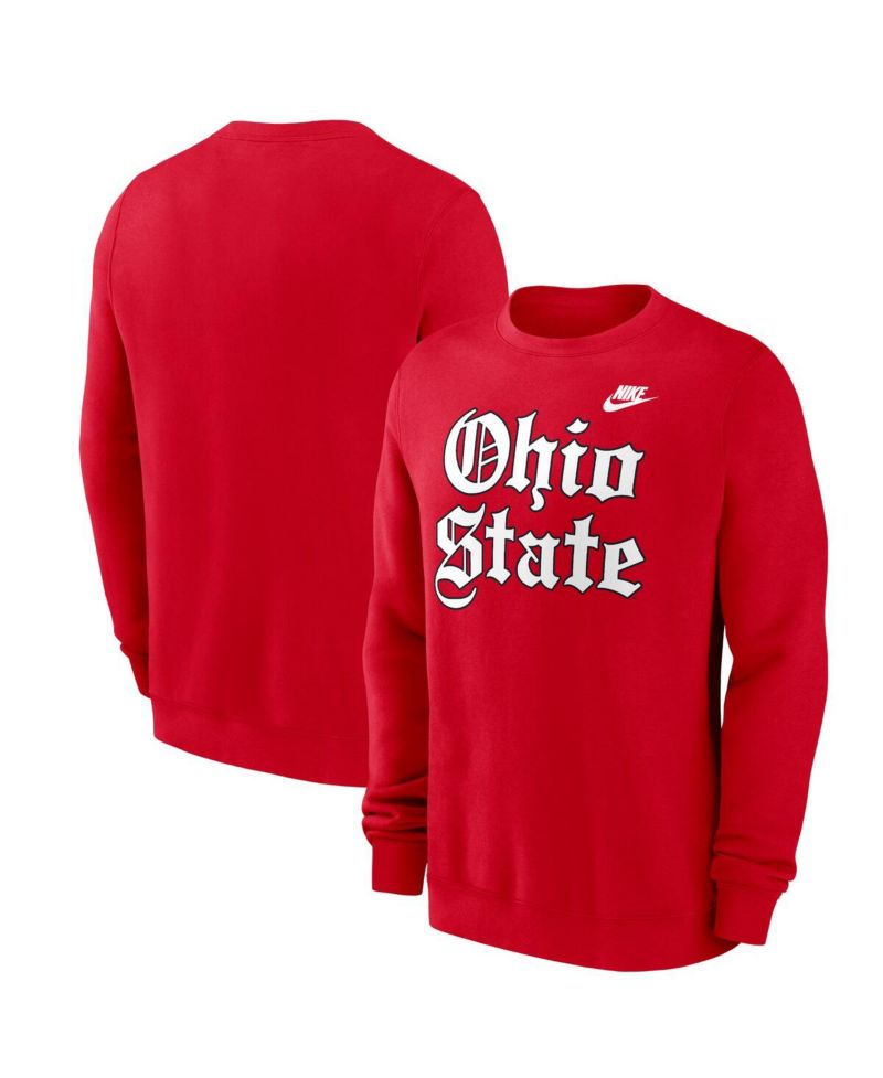 Men's Scarlet Ohio State Buckeyes Old English Fleece Sweatshirt