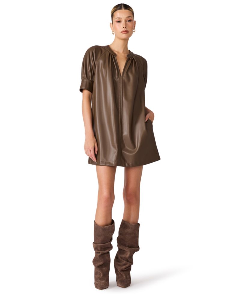 Women's Sharleene Puff-Sleeve Polyurethane Mini Dress