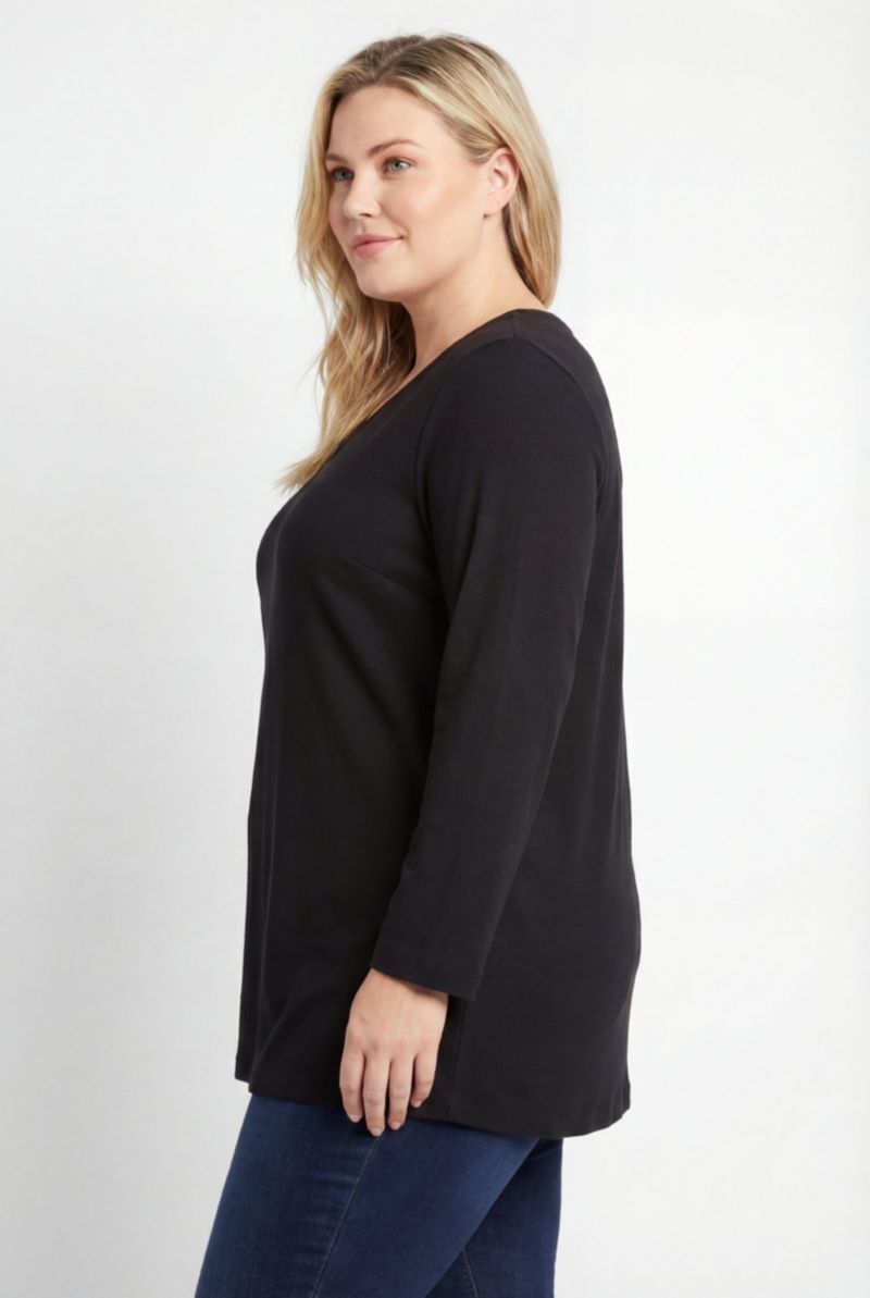 Plus Size Perfect Long-Sleeve V-Neck Tee