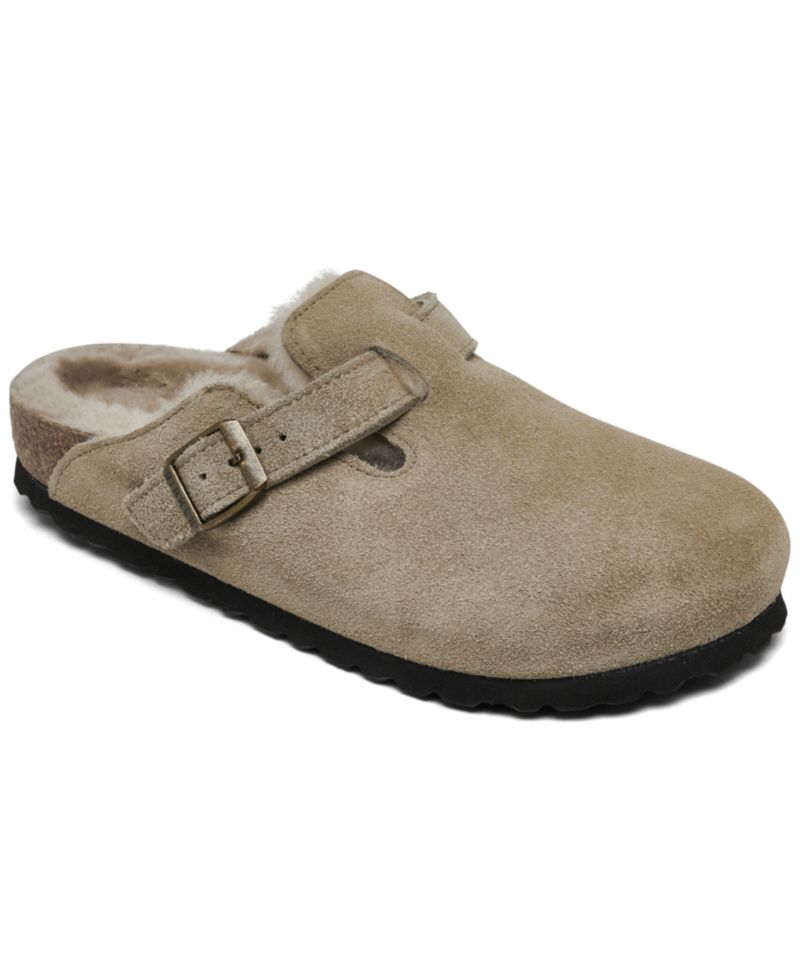 Women's Boston Shearling Suede Leather Clogs from Finish Line