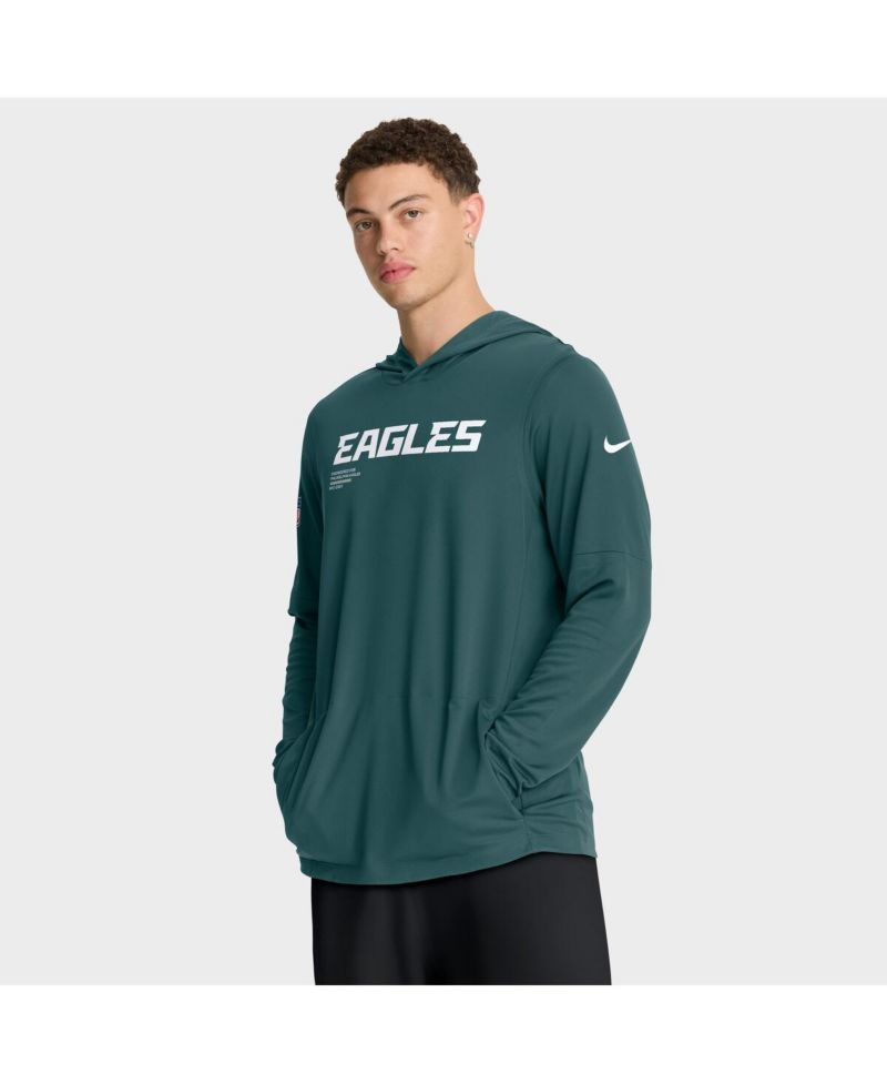 Men's Midnight Green Philadelphia Eagles Sideline Pure Fury Performance Long Sleeve Hoodie T-Shirt