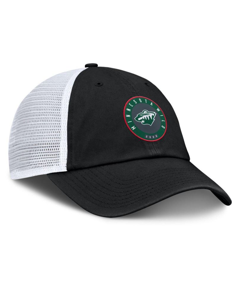 Men's Black/White Minnesota Wild Averie Trucker Adjustable Hat