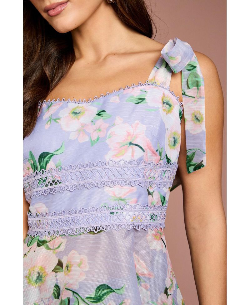 Women's Square Neck Bow Shoulder Peplum Top