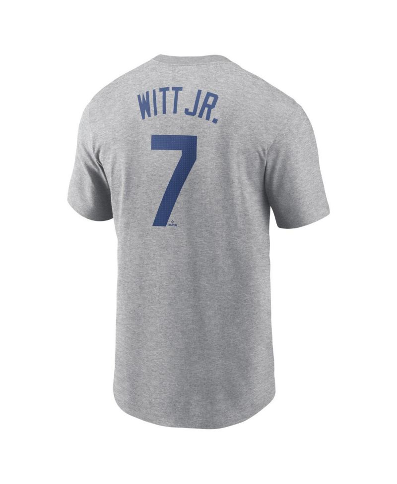 Men's Bobby Witt Jr. Gray Kansas City Royals Fuse Name & Number T-Shirt
