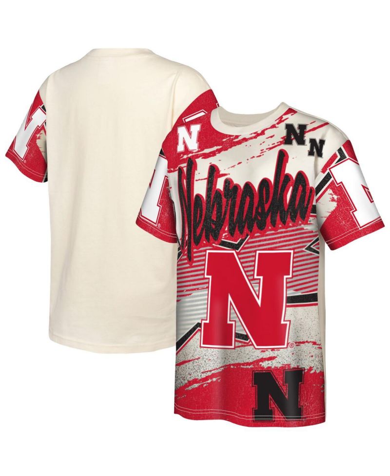 Big Boys and Girls Cream Nebraska Huskers Make Noise T-Shirt