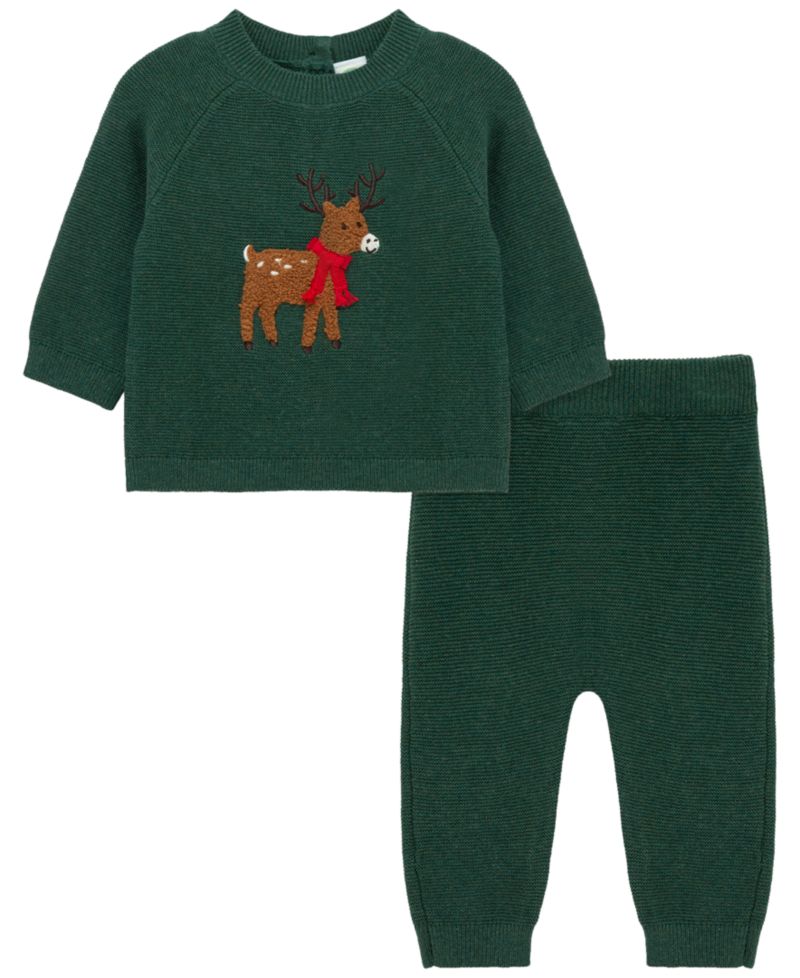 Baby Boys' Holiday Deer Graphic Sweatshirt and Pants, 2-Piece Set
