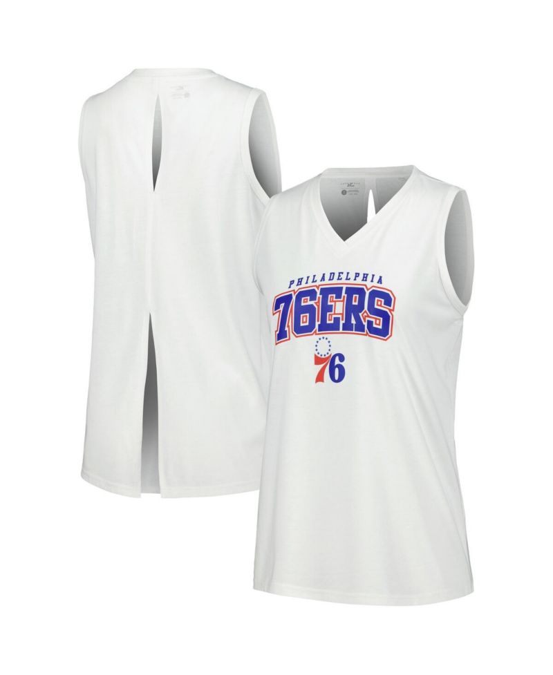 Women's White Philadelphia 76ers Paisley Peekaboo Tank Top