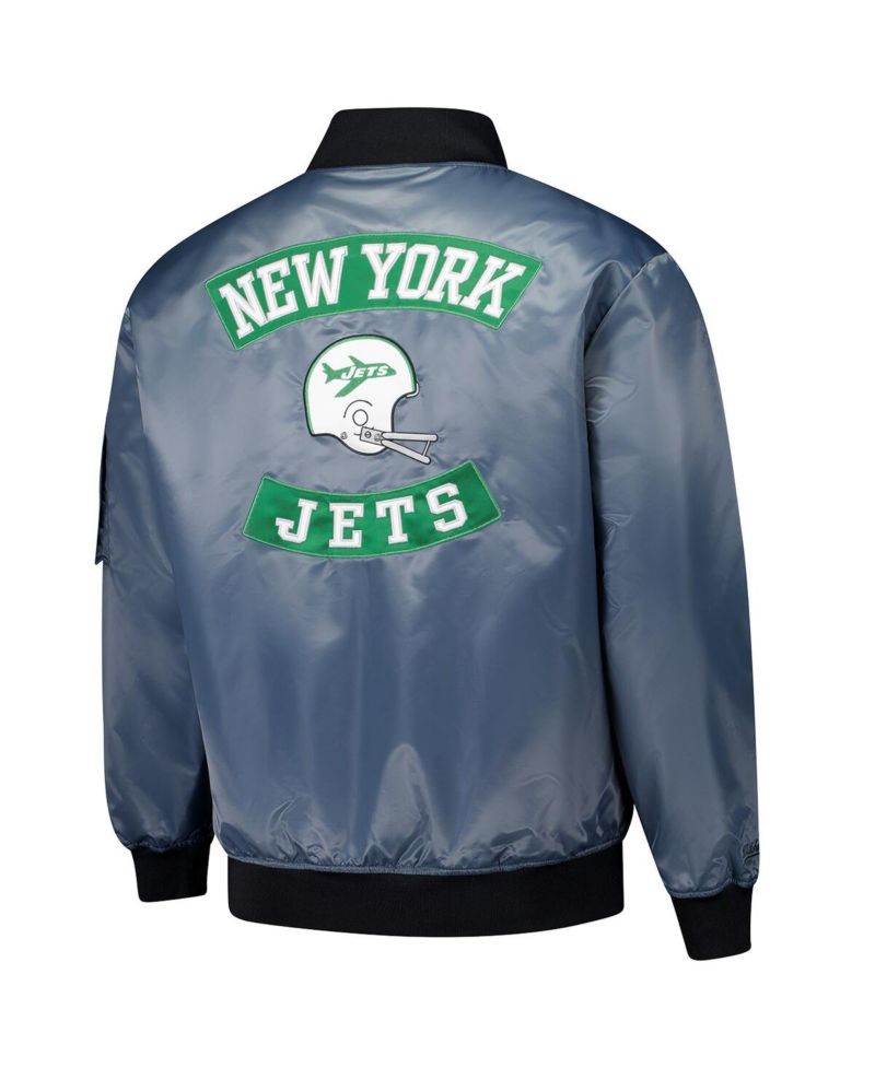 Men's Charcoal New York Jets Big & Tall Bomber Full-Zip Jacket