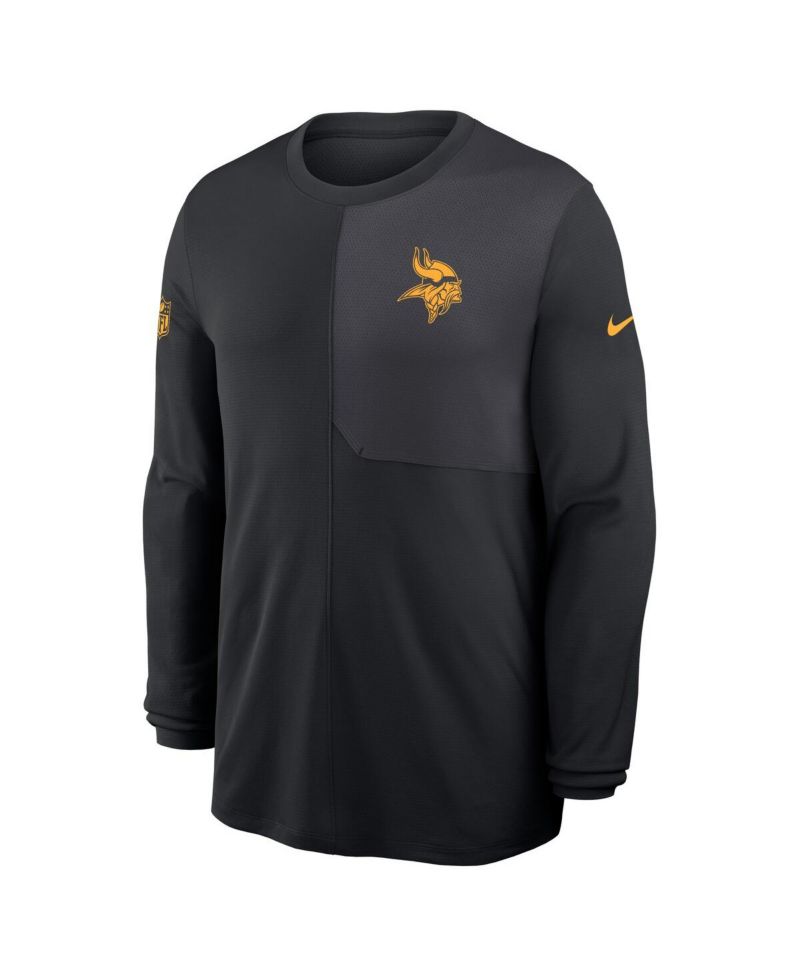 Men's Black Minnesota Vikings Sideline Coach UV Performance Long Sleeve T-Shirt