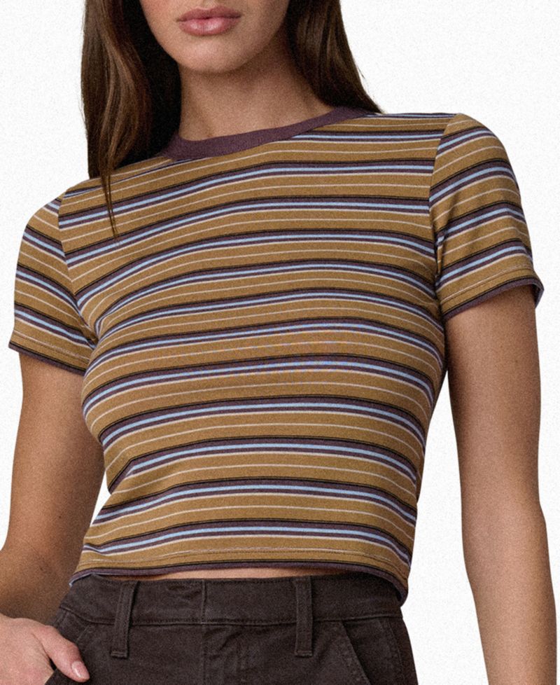 Women's Striped Crop Short-Sleeve Baby T-Shirt