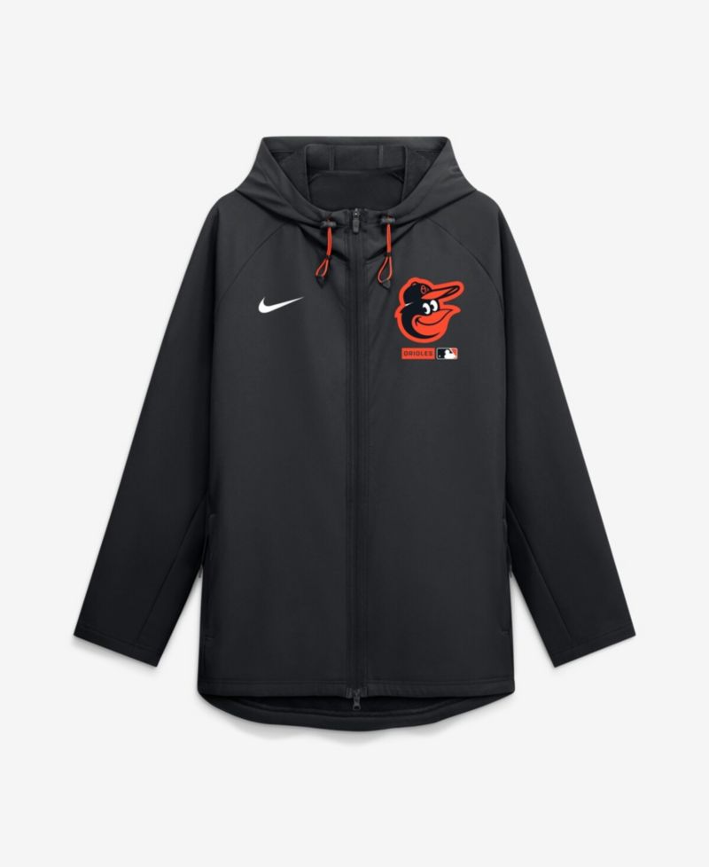 Men's Black Baltimore Orioles Authentic Collection Raglan Therma-FIT Full-Zip Hooded Jacket