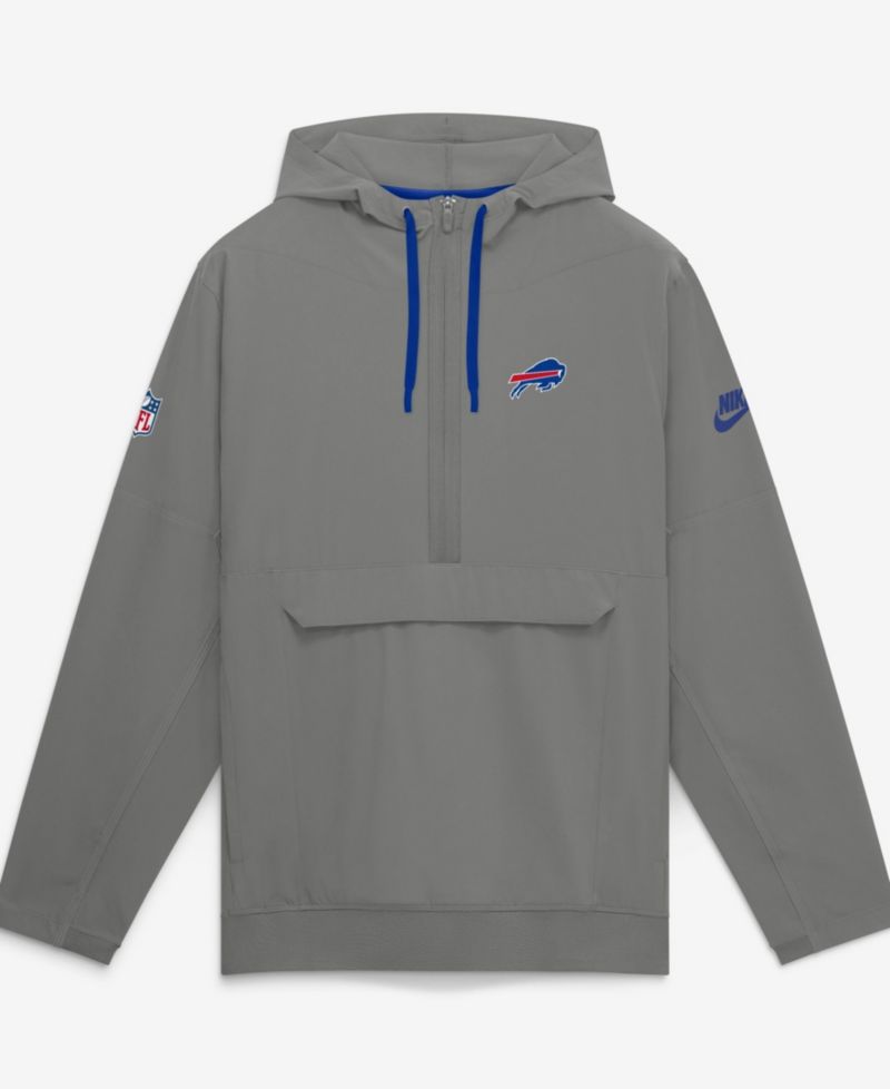 Men's Gray Buffalo Bills Sideline Broken Rules Alternate Anorak Half-Zip Hoodie