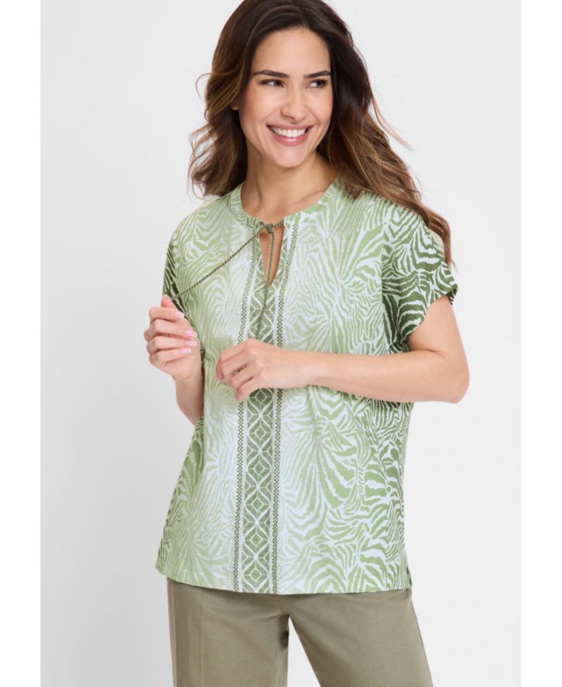 Women's Multi-Print Tie Neck T-Shirt