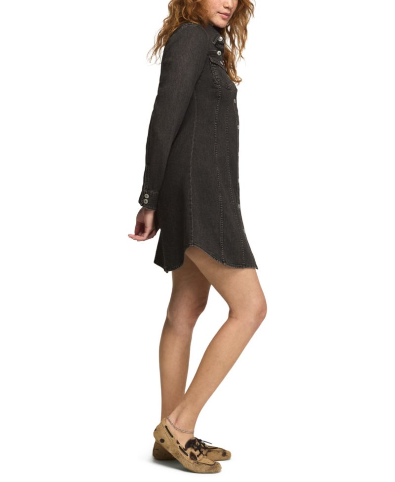 Women's Long-Sleeve Mini Denim Shirt Dress