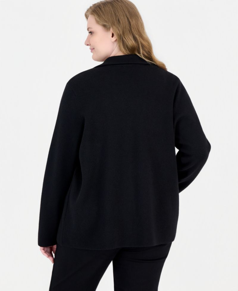 Plus Size Notch-Collar Band Jacket