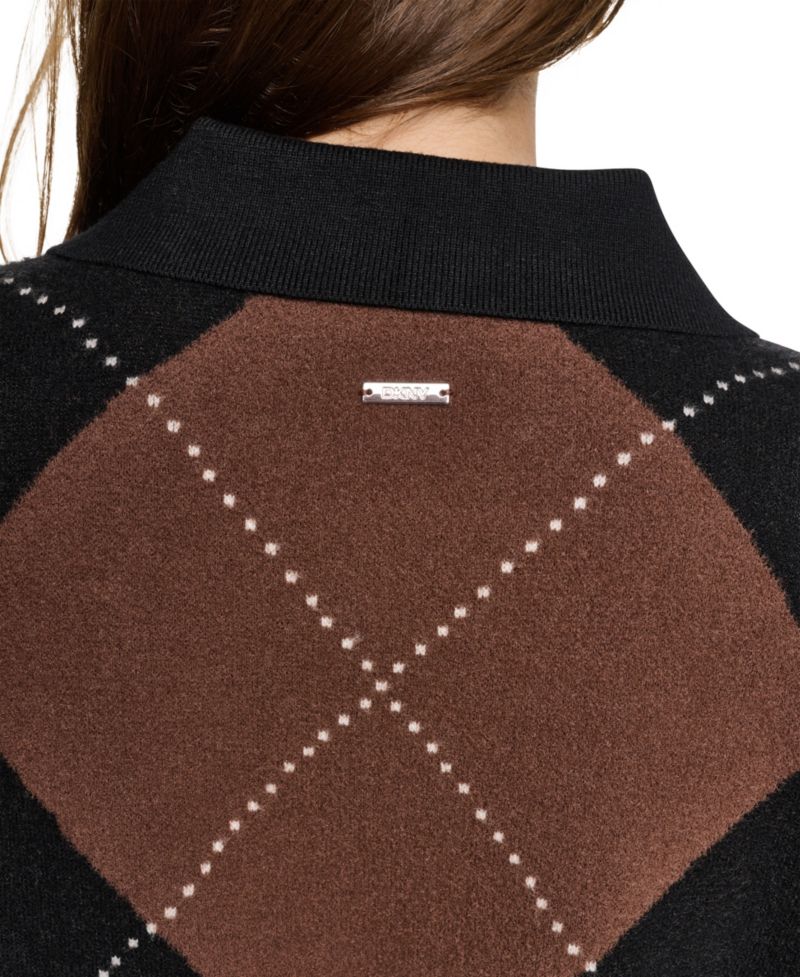 Petite Argyle Collared Cardigan