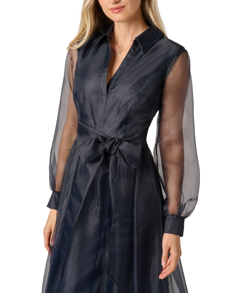 Women's Long-Sleeve V-Neck Shirt Dress