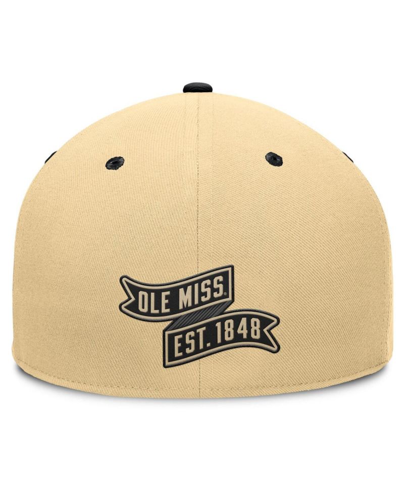 Men's Khaki/Black Ole Miss Rebels Balance Fitted Hat