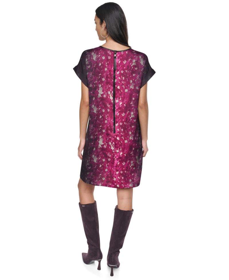 Women's Printed Short-Sleeve Shift Dress
