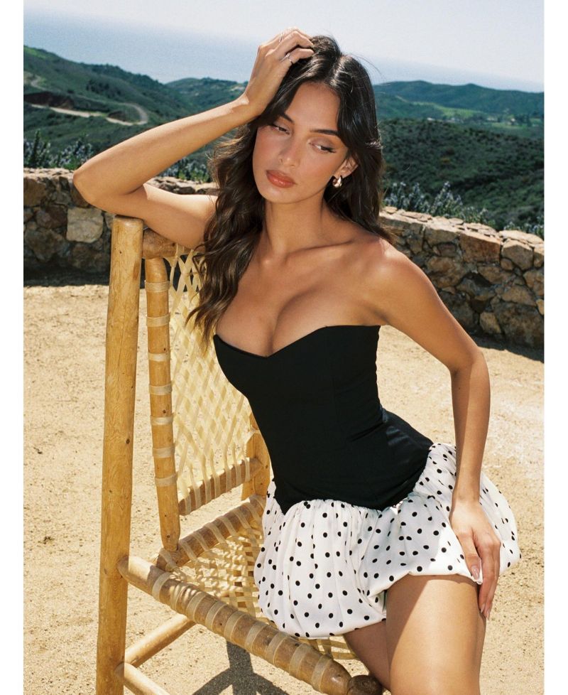 Women's Dahliana Polka Dot Bubble Hem Corset Mini Dress