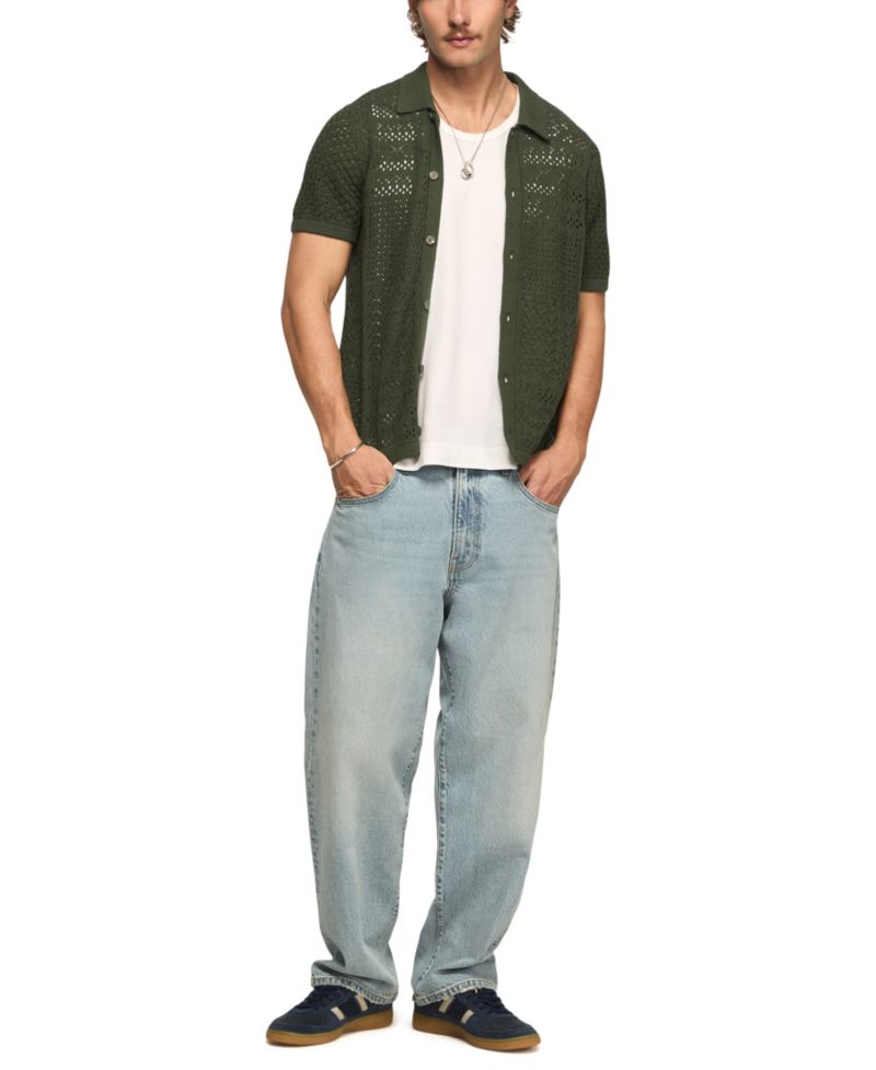 Men's Crotchet Button-Down Shirt