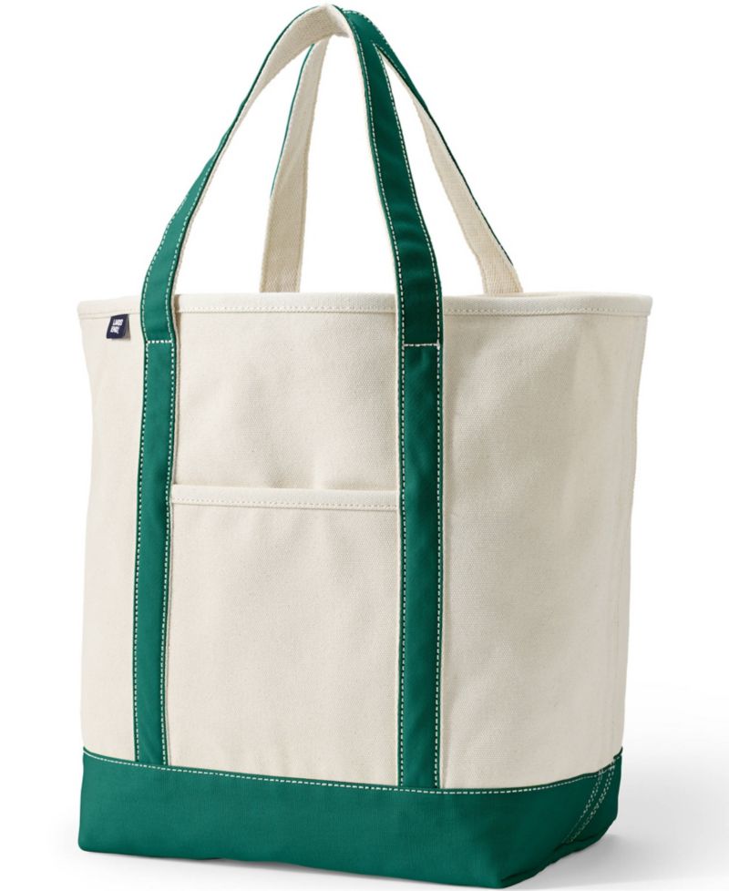 Large Solid Color 5 Pocket Open Top Canvas Tote Bag