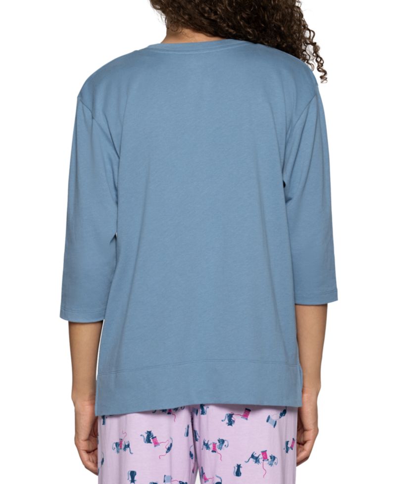 Women's Cotton Candied 3/4-Sleeve Boxy Pajama Tee